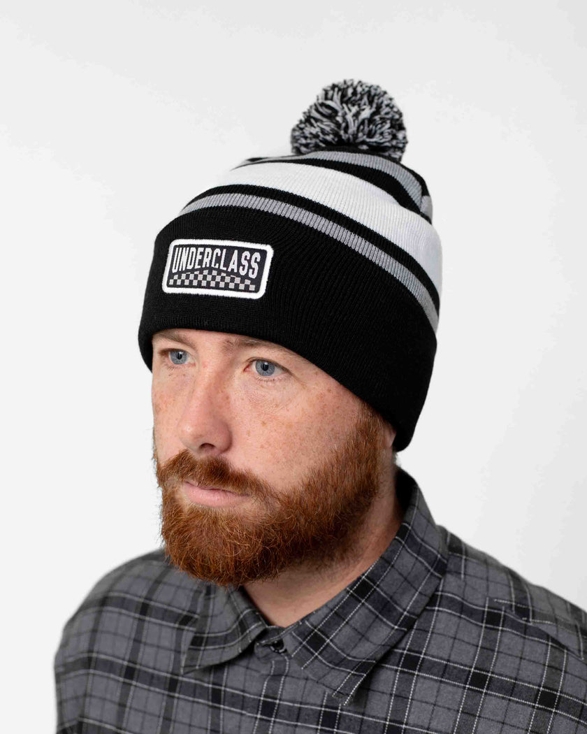 STRIPE BEANIE - BLACK